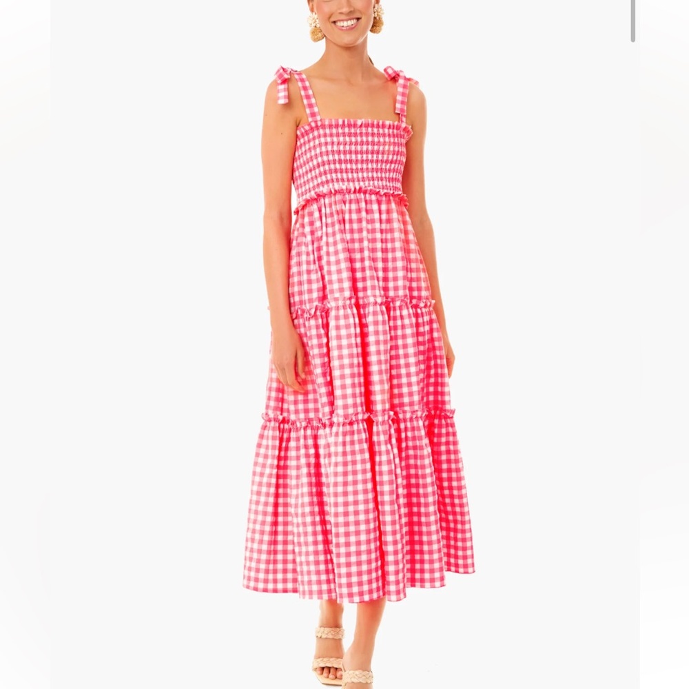 Pomander Place Electric Pink Gingham Nellie Dress